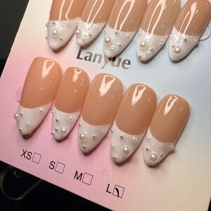Nude Pink Pearl French Tip Press-On Nails